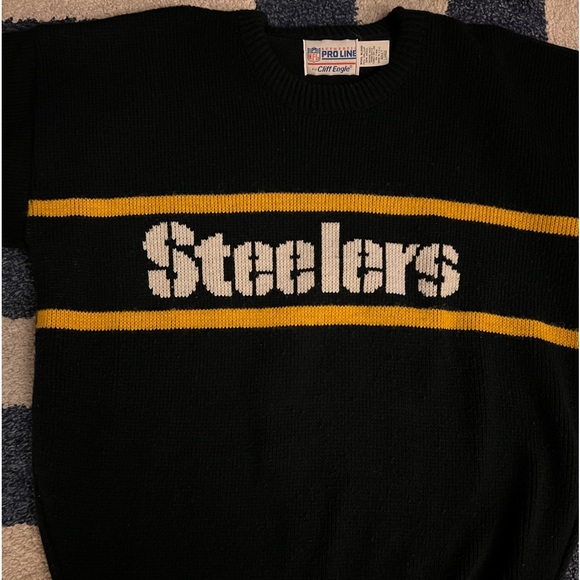 RARE VINTAGE 1980s Pittsburgh Steelers GB Cliff Engle Sweater NFL Football Large - Picture 4 of 9